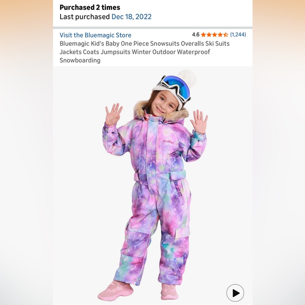Bluemagic Kids One Piece Snowsuit